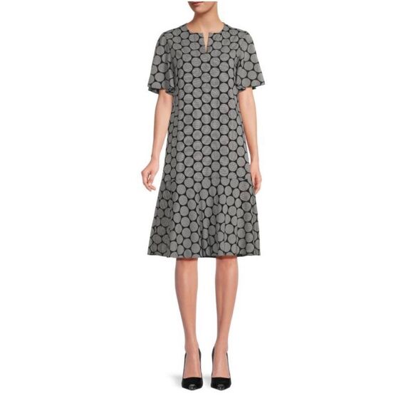 Akris Punto Geometric Textured Knee Length Dress size 10 - Picture 1 of 13